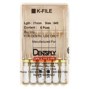 Hand K-File 21 mm Size 45 Stainless Steel White 6/Pk