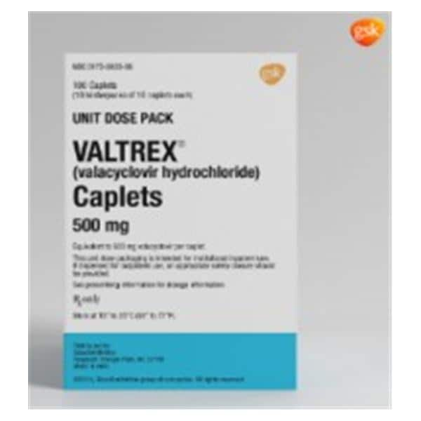 Valtrex Tablets 500mg Unit Dose 100/Package Each