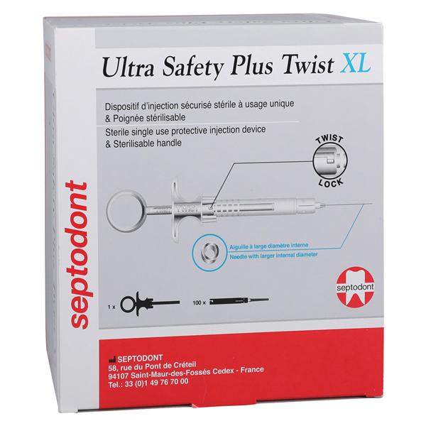 Ultra Safety Plus Twist XL Self Aspirating Syringe 27 Gauge Short Orange 100/Bx