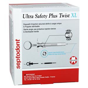 Ultra Safety Plus Twist XL Self Aspirating Syringe 27 Gauge Long Yellow 100/Bx