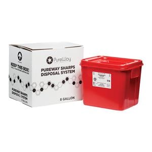 Mail Back Collection Bin 8gal Biohazard Labeling/Symbol Red Ea