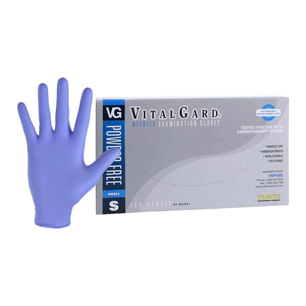 VitalGard Nitrile Exam Gloves Small Blue Non-Sterile, 10 BX/CA