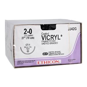 Vicryl Suture 2-0 8-27" Polyglactin 910 Braid CT-1 Undyed 12/Bx