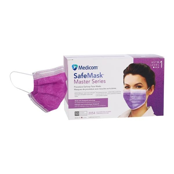 SafeMask Master Series Procedure Mask ASTM 1 Southern Bellflower Adlt 50/Bx