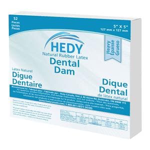 Hedy Dental Dam Latex Rubber Dam 5 in x 5 in Heavy Gauge 52/Bx