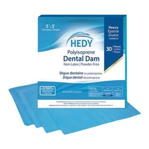 Hedy Polyisoprene Dental Dam Latex-Free Rubber Dam 5 in x 5 in Med Ga Bl 30/Bx