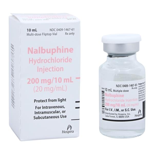 Nalbuphine HCl Injection 20mg/mL MDV 10mL Each, 50 VL/CA