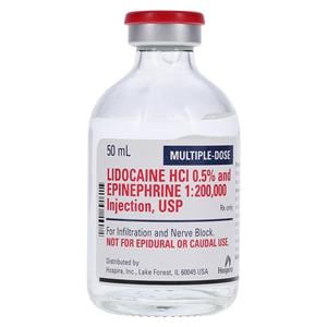 Lidocaine HCl w/Epinephrine Injection 0.5% 1:200m N-R FTV MDV 50mL 50mL/Vl