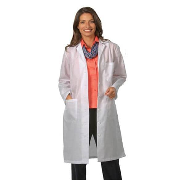 Lab Coat 3 Pockets Long Sleeves 41 in Large White Womens Ea