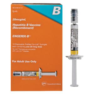 Engerix-B Hepatitis B Adult Injectable 20mcg PFS 1mL 10/Pk