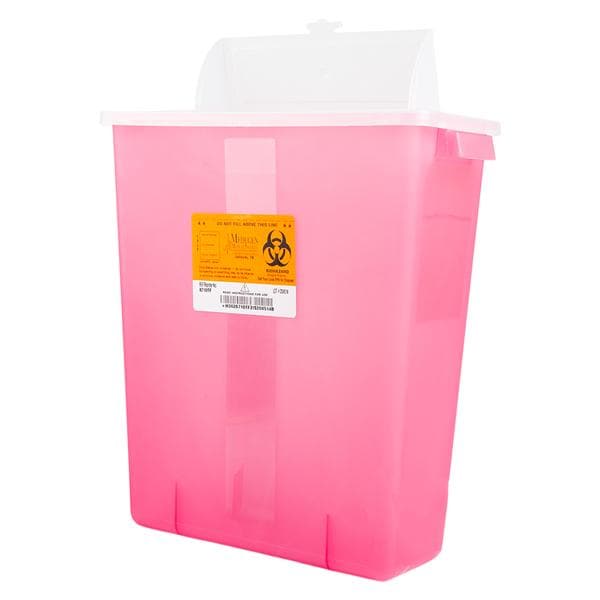 Sharps Container 3gal Translucent/Red/Black 12.5x13.5x6 Flt Lckbl Ld Plypro Ea