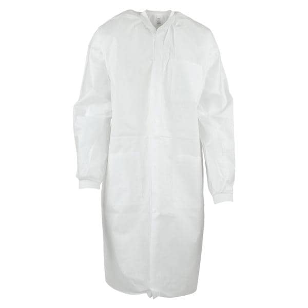 ValuMax Extra-Safe Protective Lab Coat 3 Layer SMS Medium White 10/Pk