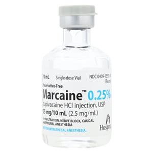 Marcaine Injection 0.25% Preservative Free SDV 10mL Each