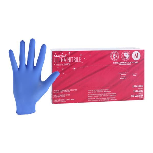 StarMed Ultra Nitrile Exam Gloves Medium Violet Blue Non-Sterile, 10 BX/CA