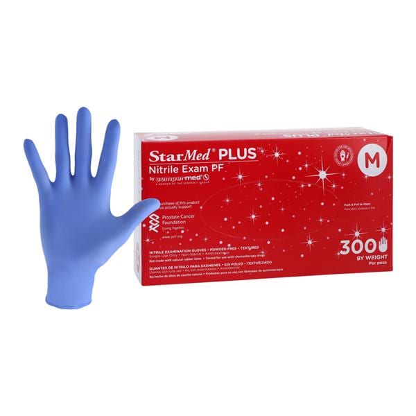 StarMed Plus Nitrile Exam Gloves Medium Purple Non-Sterile, 10 BX/CA