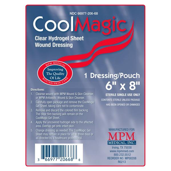 CoolMagic Hydrogel Hydrogel Dressing 6x8" Sterile Rectangle Clear LF