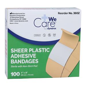 Strip Bandage Plastic 1x3" Sheer Sterile 100/Bx