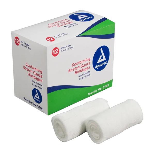 Conforming Bandage Polyester 3"x4.1yd 1 Ply Non-Sterile 12/Bx