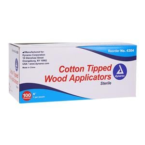 Cotton Tip Applicator 6 in Wood Shaft Sterile 100/Bx