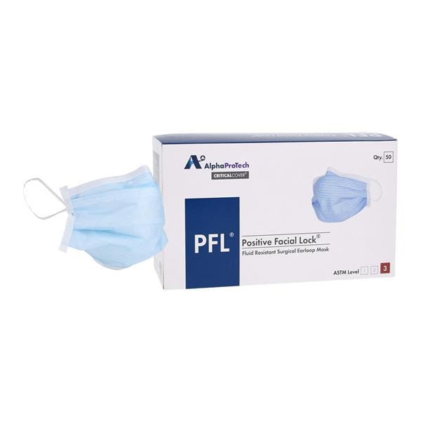 Positive Facial Lock Mask ASTM Level 3 Blue 50/Pk, 6 PK/CA