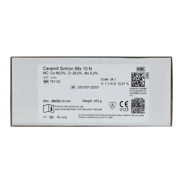 Ceramill Sintron Metal Disc Grey Ea