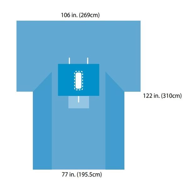 Convertors Tiburon 100x122" Sterile Laparotomy Drape 4x12" Fenestrated, 12 EA/CA