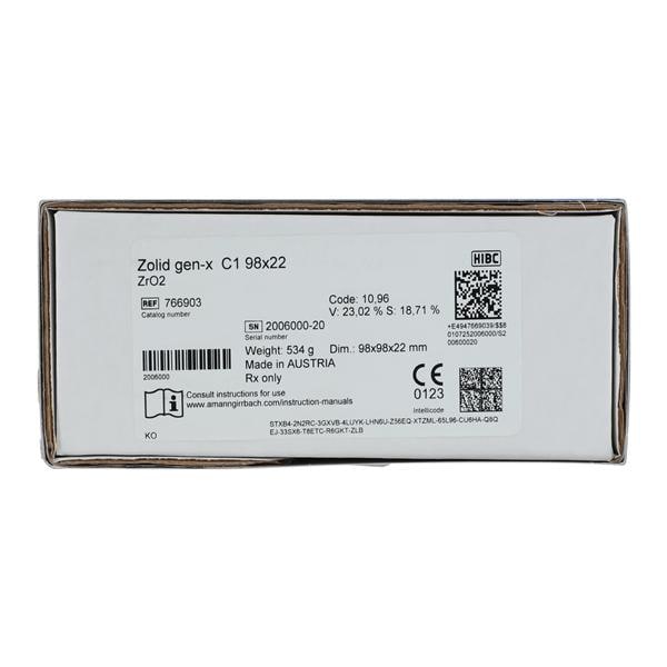 Zolid Gen-X Zirconia Disc 98x22 Ea