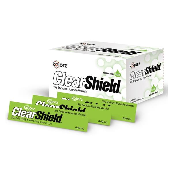 Kolorz ClearShield Fluoride Varnish Unit Dose 5% NaF 0.4 mL Caramel 35/Bx