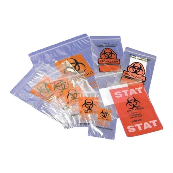 Biohazard Specimen Bag Clear Zip Closure With Document Compartment 1000/Ca