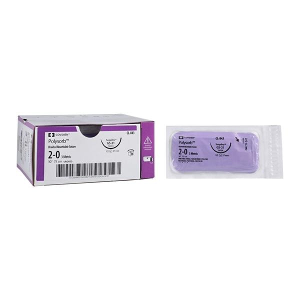 Polysorb Suture 2-0 30" Polyester Braid GS-21 Undyed 36/Ca