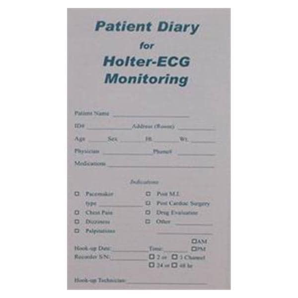 Patient Diary New For Holter 3-1/2x5-1/2" 100/Pk