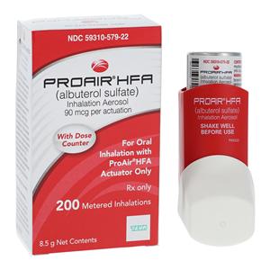 Proair Albuterol HFA Aerosol Inh Aers 90mcg 200 MD w/Cntr Inhlr 8.5g/Ea, 12 EA/CA