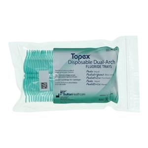 Topex Dual Arch Fluoride Trays Foam Pedo w/ Lckng Hdls Aqua Disposable 50/Pk