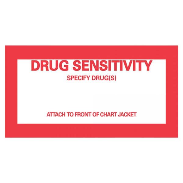 Label Paper Drug Sensitivity White 2-1/4x4-1/2" 1000/pk