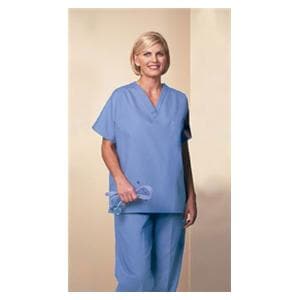 Fashion Seal Scrub Shirt V-Neck 1 Pocket 4X Large Ceil Blue Unisex Ea