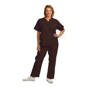 Scrub Shirt 1 Pocket X-Long Cap Short Sleeves Small Chocolate Unisex Ea