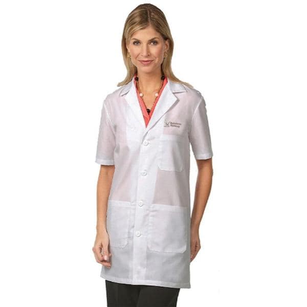 Lab Coat 3 Pockets Short Sleeves 34 in Small White Unisex Ea