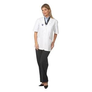 Pharmacy Lab Coat 3 Pockets Short Sleeves 30.25 in X-Small White Womens Ea