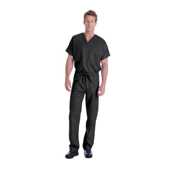 Scrub Shirt V-Neck 1 Pocket Short Sleeves 4X Large Black Unisex Ea