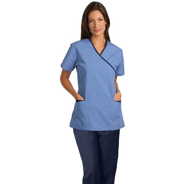 Fashion Seal Scrub Shirt 3 Pockets Set-In Sleeves Medium Ceil Blue Womens Ea