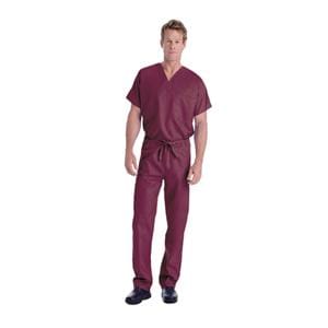 Scrub Shirt V-Neck 1 Pocket Short Sleeves 5X Large Wine Unisex Ea