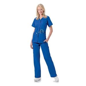 Scrub Shirt V-Neck 4 Pockets Short Sleeves 5X Large Royal Blue Womens Ea