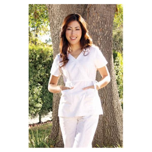 Scrub Shirt 2 Pockets Short Sleeves X-Large White Womens Ea