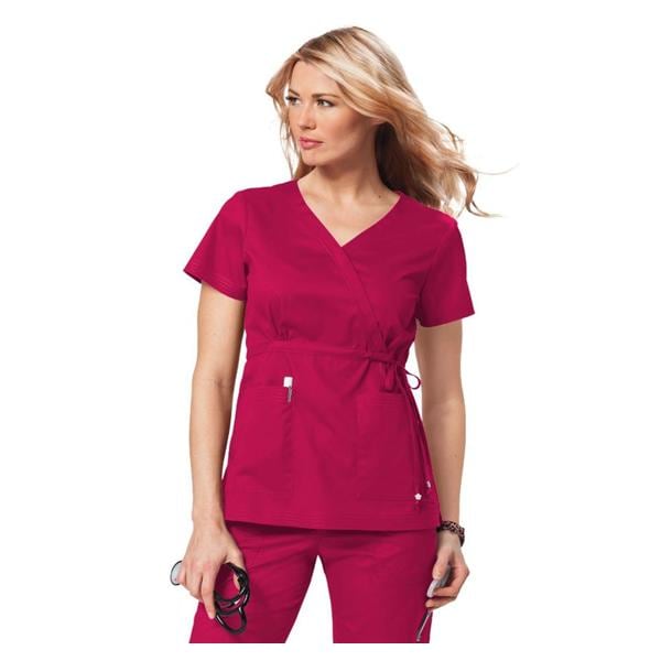 Scrub Shirt 2 Pockets Short Sleeves Large Ruby Womens Ea