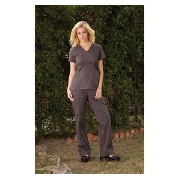 Scrub Shirt 2 Pockets Short Sleeves Large Steel Grey Womens Ea