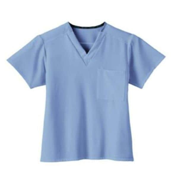 Jockey Scrub Shirt V-Neck 1 Pocket Short Sleeves Medium Ceil Blue Unisex Ea