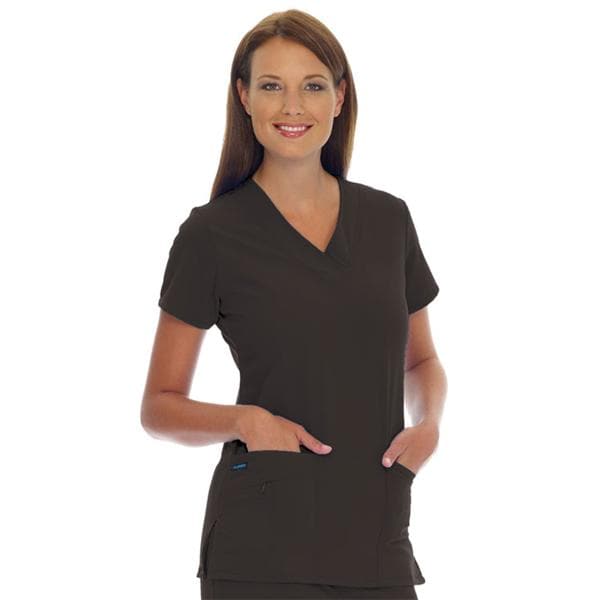 Jockey Scrub Shirt V-Neck 3 Pockets Short Sleeves Large Black Womens Ea