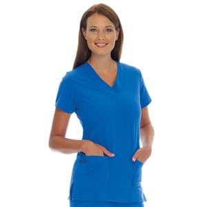 Jockey Scrub Shirt V-Neck 3 Pockets Short Sleeves Medium Royal Blue Womens Ea