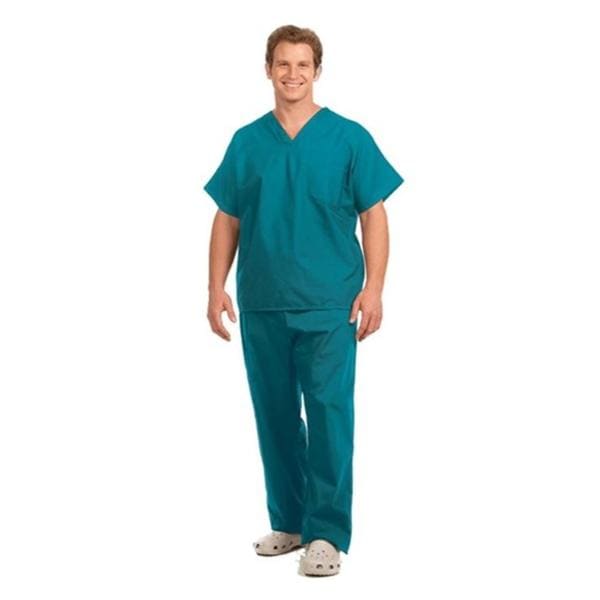 Fashion Seal Scrub Shirt V-Neck 1 Pocket Large Teal Unisex Ea