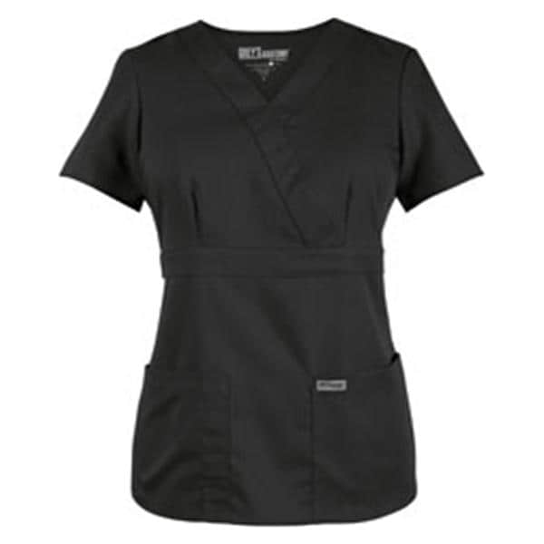 Greys Anatomy Scrub Shirt Mck Wrp Nck 3 Pkts Shrt Slvs X-Small blck Womens Ea